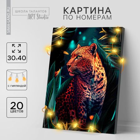 Картина по номерам с подрамником и гирляндой
