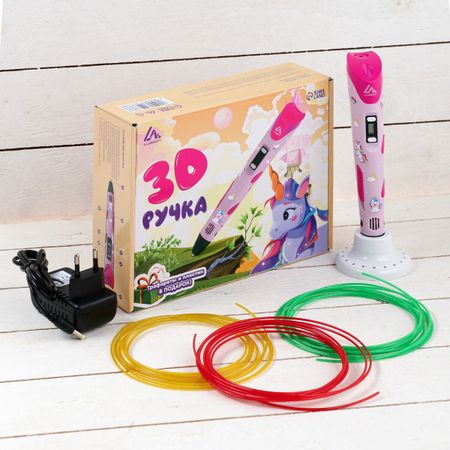 3d ручка luazon unicorn, дисплей, работа с пластиком abs и pla, пластик в комплекте
