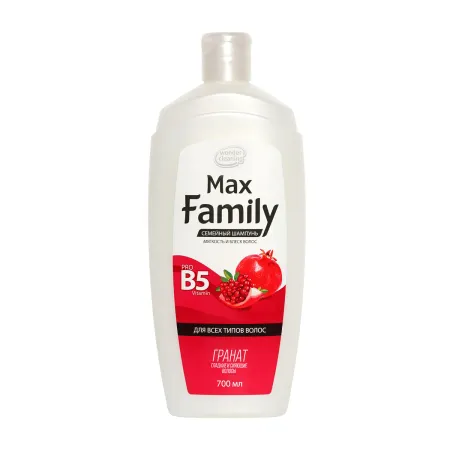 Семейный шампунь "MaxFamily" для всех типов волос ГРАНАТ, 700 мл