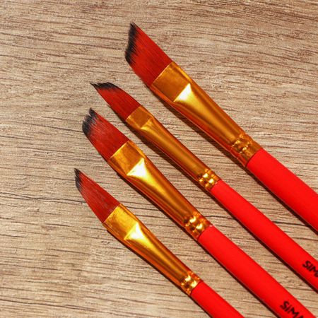 Кисть для рисования набор 4 шт. синтетика плоские