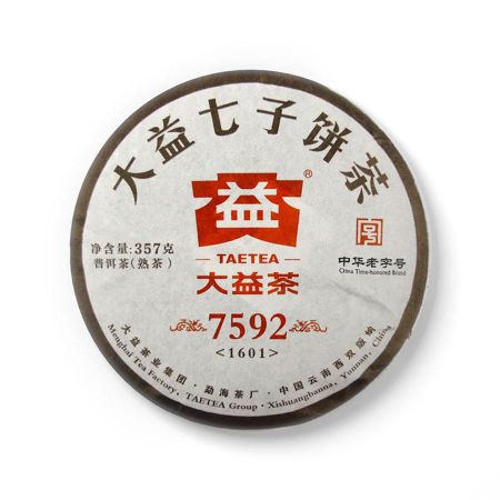 2016 год TAETEA Пуэр 7592 Чай Пуэр партия 1601 Дайи Спелый чай Пуэр 357г 357g