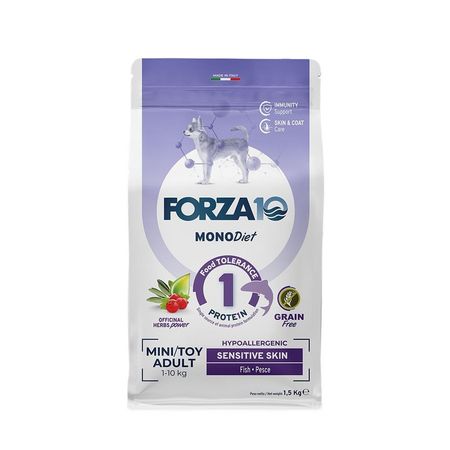 Forza10 MonoDiet Sensitive Skin Mini amp Toy Adult сухой корм для взрослых собак мелких пород при чувствительной коже с рыбой - 15 кг 2243₽
