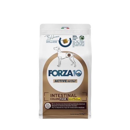 Forza10 Active Vet Diet Intestinal Colon Fase 1 сухой корм для собак всех пород, с ягненком и белым сорго - 1,5 кг