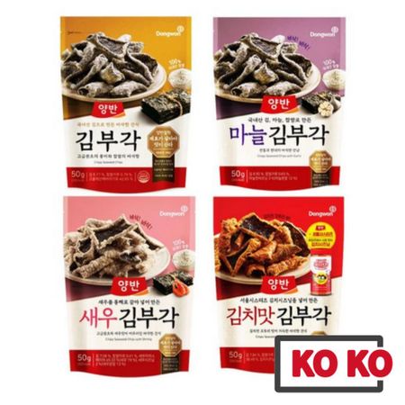 [Dongwon] Корейские чипсы из морских водорослей YangBan 50г (Оригинальный/ Креветки/ Кимчи/ Чеснок) Original 50g