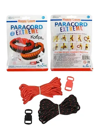 Happy Loom Paracord Extreme Кобра Набор для плетения браслетов (02179) (2 браслета) (2 паракорда 220см (d=3мм)+2 замочка) (6+) (флоупак)