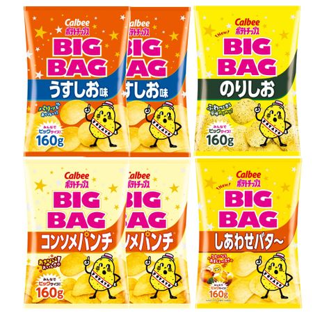 [Картофельные чипсы] Картофельные чипсы Calbee Big Bag, 4 вида ассорти, всего 6 пакетов