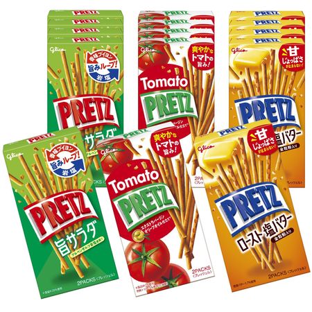 [Эксклюзив Amazon.co.jp] Набор Pretz Small Box Assortment Set 3 типа x 5 шт. (Салат «Умами», спелые помидоры, жареное соленое масло) Эзаки Глико