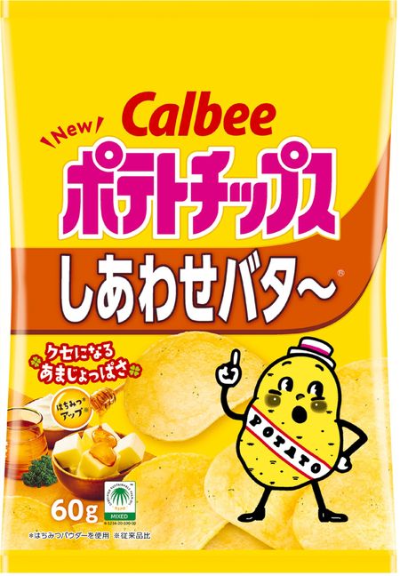 [Картофельные чипсы] Картофельные чипсы Calbee со вкусом масла Happiness ~ 60 г x 12 пакетиков Закуски Закуски