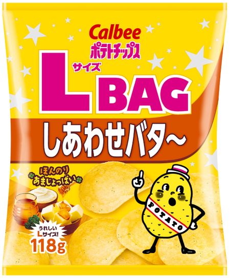 [Картофельные чипсы] Картофельные чипсы Calbee, размер L, упаковка Happy Butter ~ 118 г x 12 упаковок, большая емкость, много закусок для вечеринок, закуски