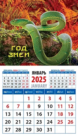 Календарь 2025г 94*167 "Год змеи 7" на магните