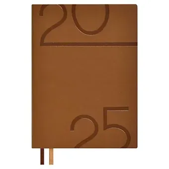 Ежедневник дат. 2025г. А6+ 176л 126х174 "Гоутскин" коричневый, кожзам, мягк. переплет, блинт. тиснение, пантон. срез, офсет, ляссе