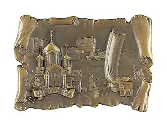 Магнит-свиток Самара.Собор-Ладья.Коллаж (металл) (цв.бронза) (027-2BR-55K9 )