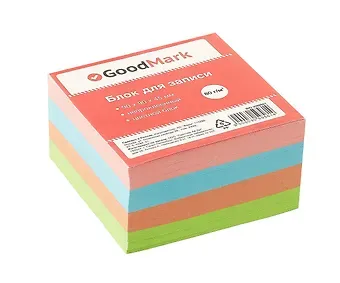 Блок-куб 90*90*45 цветной, непроклеенный, инд.уп., GoodMark