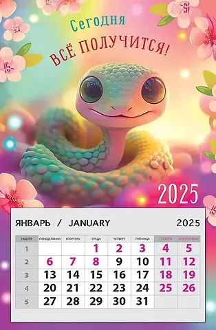 Календарь 2025г 95*145 "Сегодня все получится!" на магните