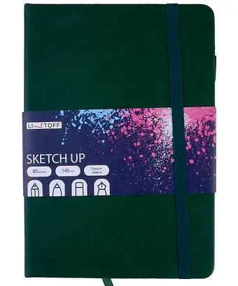 Скетчбук 148*210 80л "SKETCH UP. Лесной" 140г/м2, тв.обложка, резинка