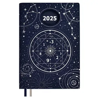 Ежедневник дат. 2025г. А5 184л Нумеролог "Шиммер" синий, кожзам, мягк.переплет, тисн. фольгой, офсет, ляссе