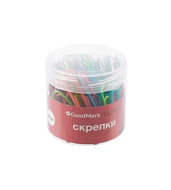 Скрепки 50мм 80шт"Неон", винил, пл/уп, GoodMark
