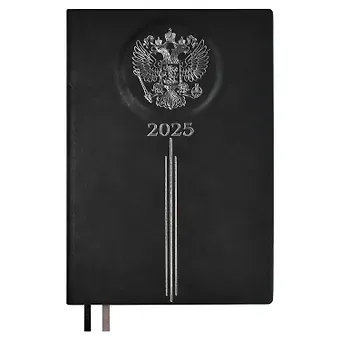 Ежедневник дат. 2025 г. А5 176л 146х211 "Тиволи" черный, кожзам, твердый переплет, тисн. фольгой, офсет, ляссе, подар.карт.коробка