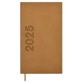 Еженедльник дат. 2025г. 64л 85x145 "Канвас микро", бежевый, карманный, вертик, кожзам, тв.переплет, блинт.тиснение, офсет, ляссе