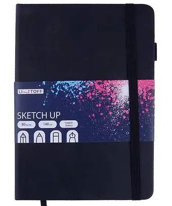 Скетчбук 148*210 80л "SKETCH UP. Черный" 140г/м2, тв.обложка, резинка