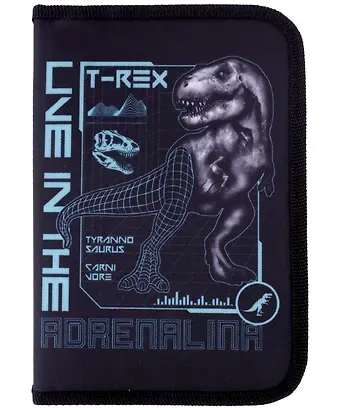 Пенал 1отд. "T-Rex" 20*13см, молния, откидн.планка, инд.уп.