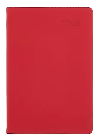 Ежедневник дат. 2025г. А5 176л "Paragraph" красный, 7Б, тв.переплет, иск.кожа, покрытие Soft Touch, термотиснение, тонир.блок, скругл.углы, вырубка, ляссе, инд.уп
