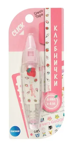 Корректор-лента "Клубнички" 6 мм х 4 м с рисунками для коррекции текста, творческих работ