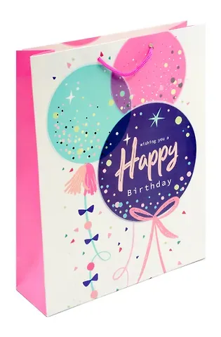 Пакет А6 12*16*6 "Happy birthday. Basic" нейтр., бум.мат.ламинат