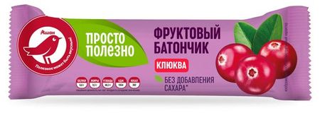 Батончик фруктовый АШАН Красная птица с клюквой, 30 г