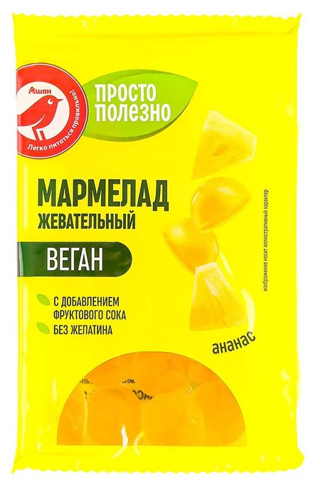 Мармелад жевательный АШАН Красная птица со вкусом ананаса, 240 г