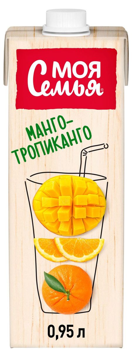 Напиток сокосодержащий Моя семья Манго-Тропиканго из апельсина мандарина и манго, 950 мл