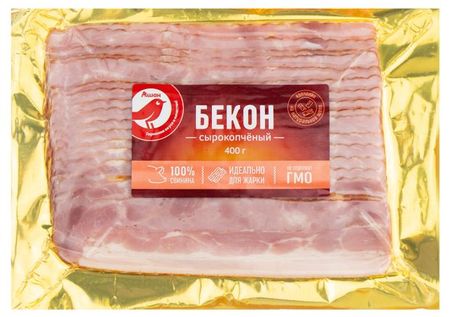 Бекон сырокопченый АШАН Красная птица из свинины в нарезке, 400 г