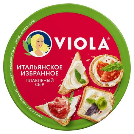 Сыр плавленый Viola сливочный итальянское избранное ветчина пепперони 8 порций треугольники 45% БЗМЖ, 130 г