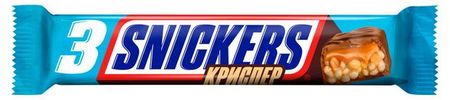 Батончик шоколадный Snickers Криспер с карамелью арахисом и хрустящими рисовыми шариками, 60 г