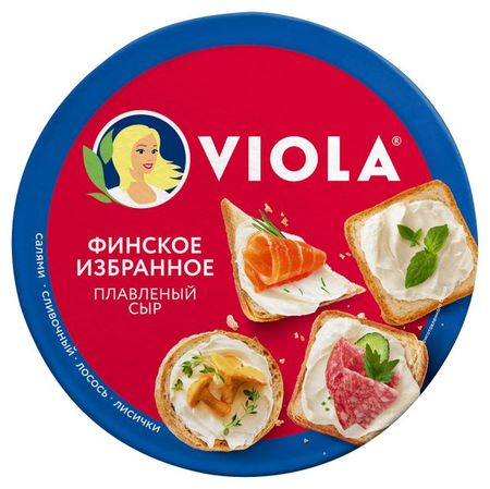 Сыр плавленый Viola сливочный финское избранное салями лосось лисички треугольники БЗМЖ, 130 г