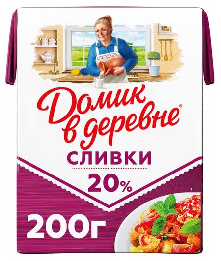 Сливки стерилизованные Домик в деревне 20% БЗМЖ, 200 мл