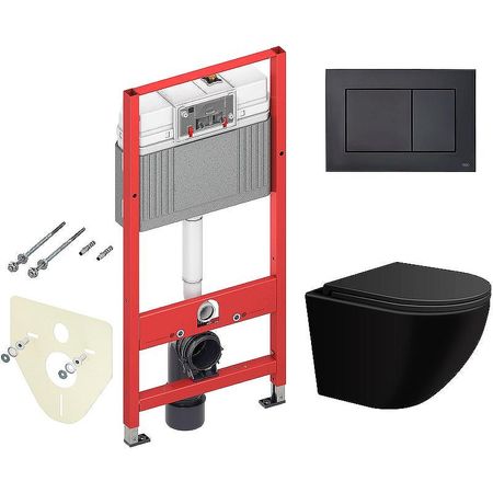 Комплект унитаза WellWant Aura WWU01122B с инсталляцией Tece Now 9400414 с сиденьем Микролифт и Черной матовой клавишей смыва 40230₽