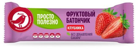 Батончик фруктовый АШАН Красная птица с клубникой, 30 г