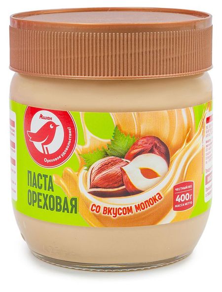 Паста АШАН Красная птица ореховая со вкусом молока, 400 г
