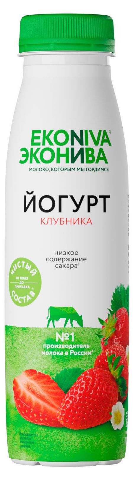 Йогурт питьевой ЭкоНива с клубникой 2,5% БЗМЖ, 300 г