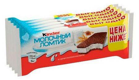 Пирожное бисквитное Kinder Молочный ломтик с медом и злаками 5 шт 27,9%, 5х28 г