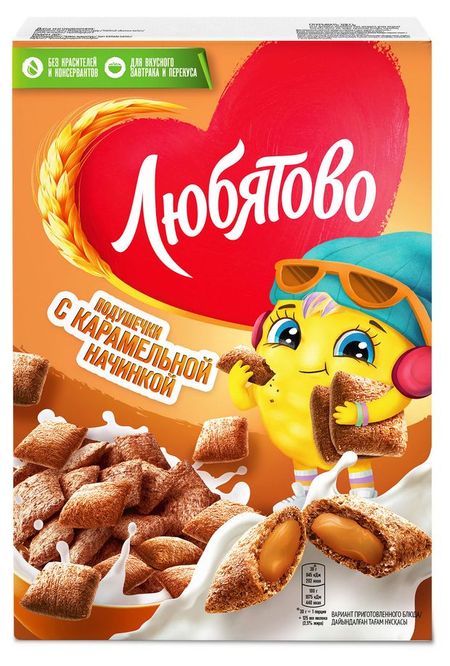 Готовый завтрак Любятово подушечки карамельные, 220 г
