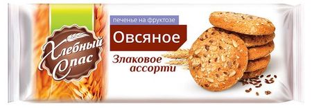 Печенье овсяное Хлебный Спас Злаковое ассорти на фруктозе, 250 г