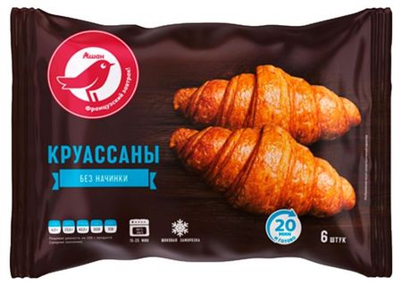 Круассаны сытные универсальные АШАН Красная птица Классические без начинки замороженные 6 шт, 420 г