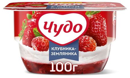 Творожок Чудо воздушный клубника-земляника 4% БЗМЖ, 100 г