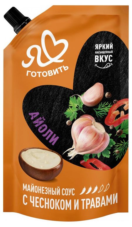 Соус майонезный Я люблю готовить Айоли с чесноком и травами, 200 мл