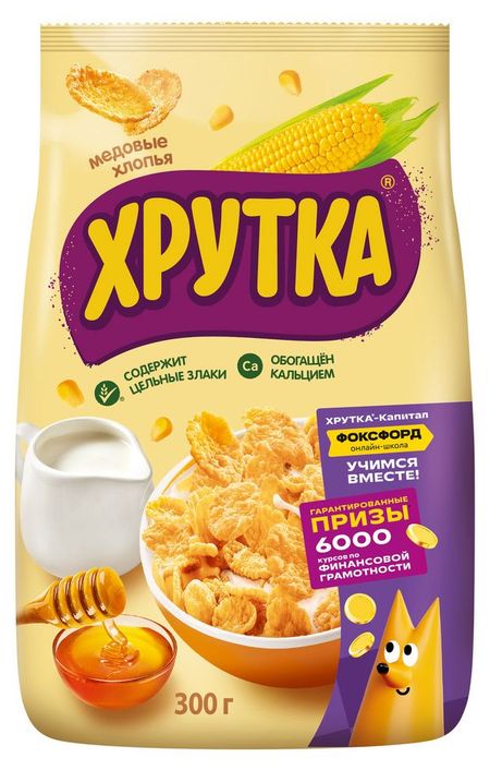 Готовый завтрак ХРУТКА Хлопья медовые хрустящие обогащенные кальцием, 300 г