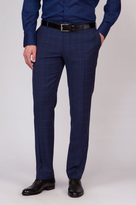 Костюмные брюки зауженные из шерсти в клетку 2970₽