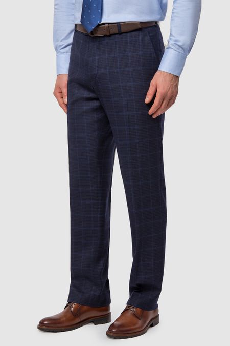 Брюки зауженные из шерсти в клетку 8999₽