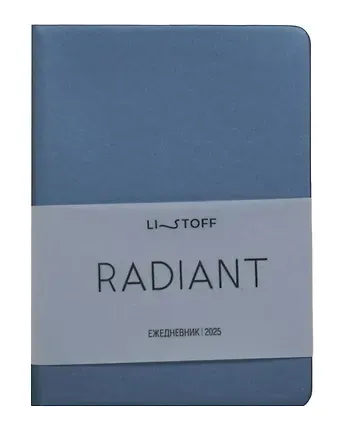 Ежедневник дат. 2025г А6 176л "Radiant" серо-синий, интегр.переплет, иск.кожа, термотиснение, покрытие Soft Touch, скругл.углы, тонир.блок, ляссе, инд.уп